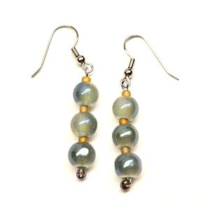 Green and Blue Beaded Earrings